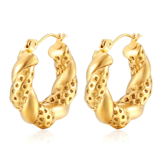 Earrings, 18K Gold Plated Steel