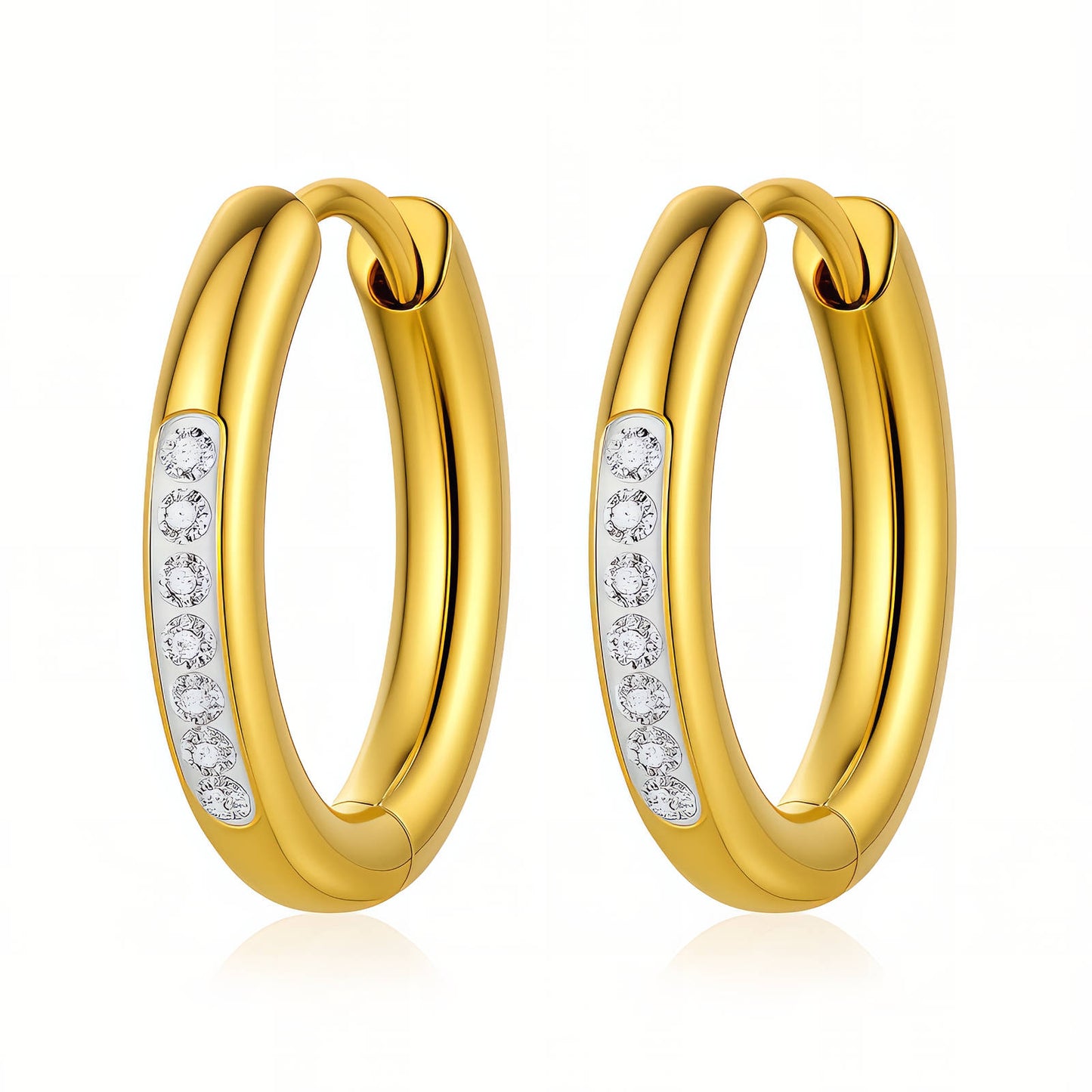 Earrings, 18K Gold Plated Steel