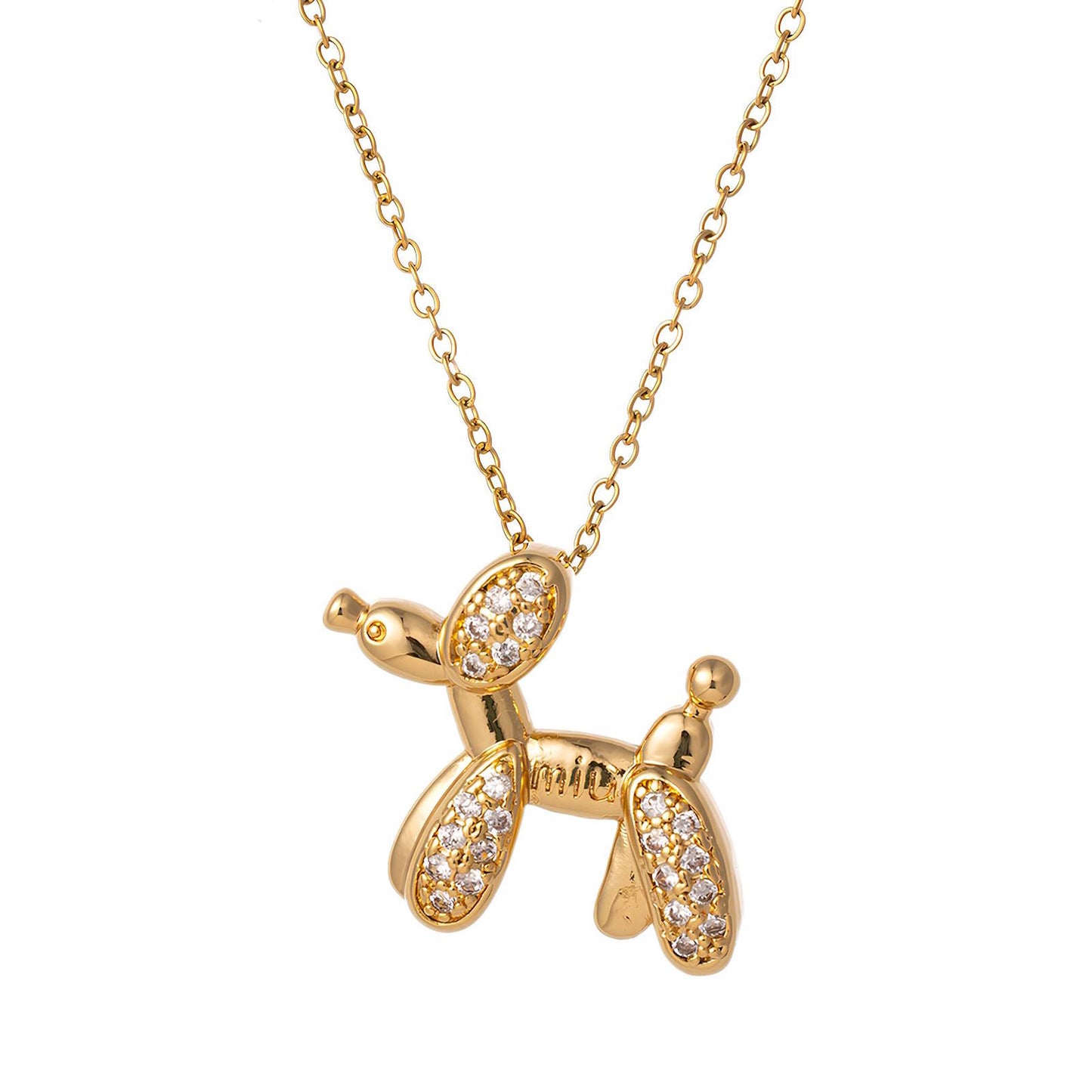 Dog Necklace, 18K Gold Plated Steel