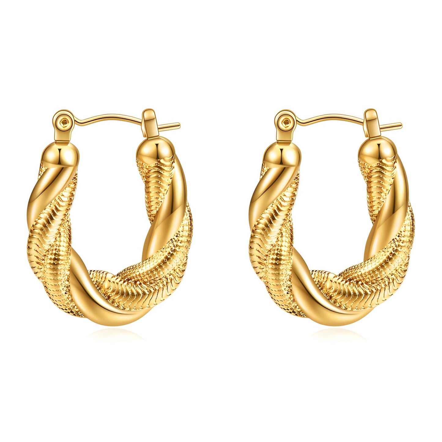 Earrings, 18K Gold Plated Steel
