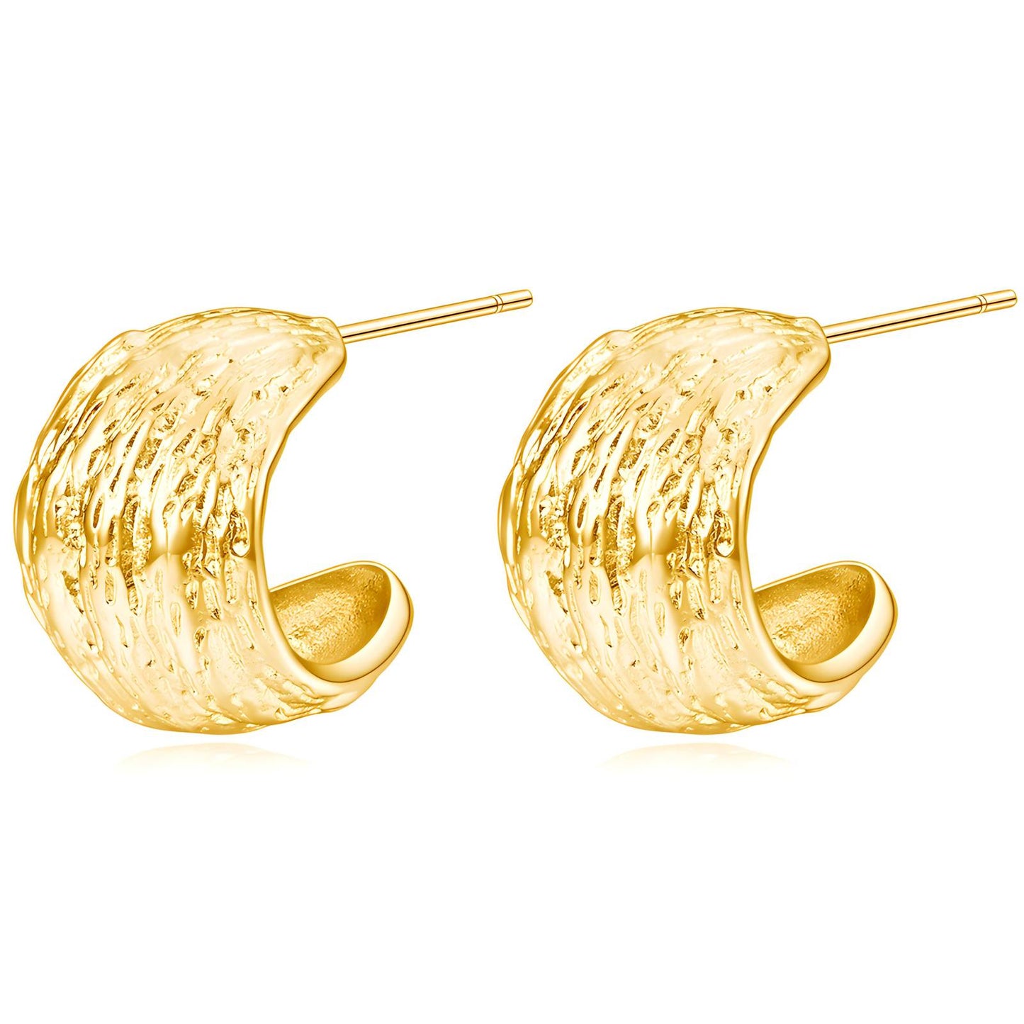 Earrings, 18K Gold Plated Steel