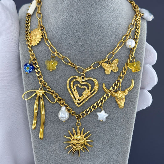 Heart Necklace, 18K Gold Plated Steel