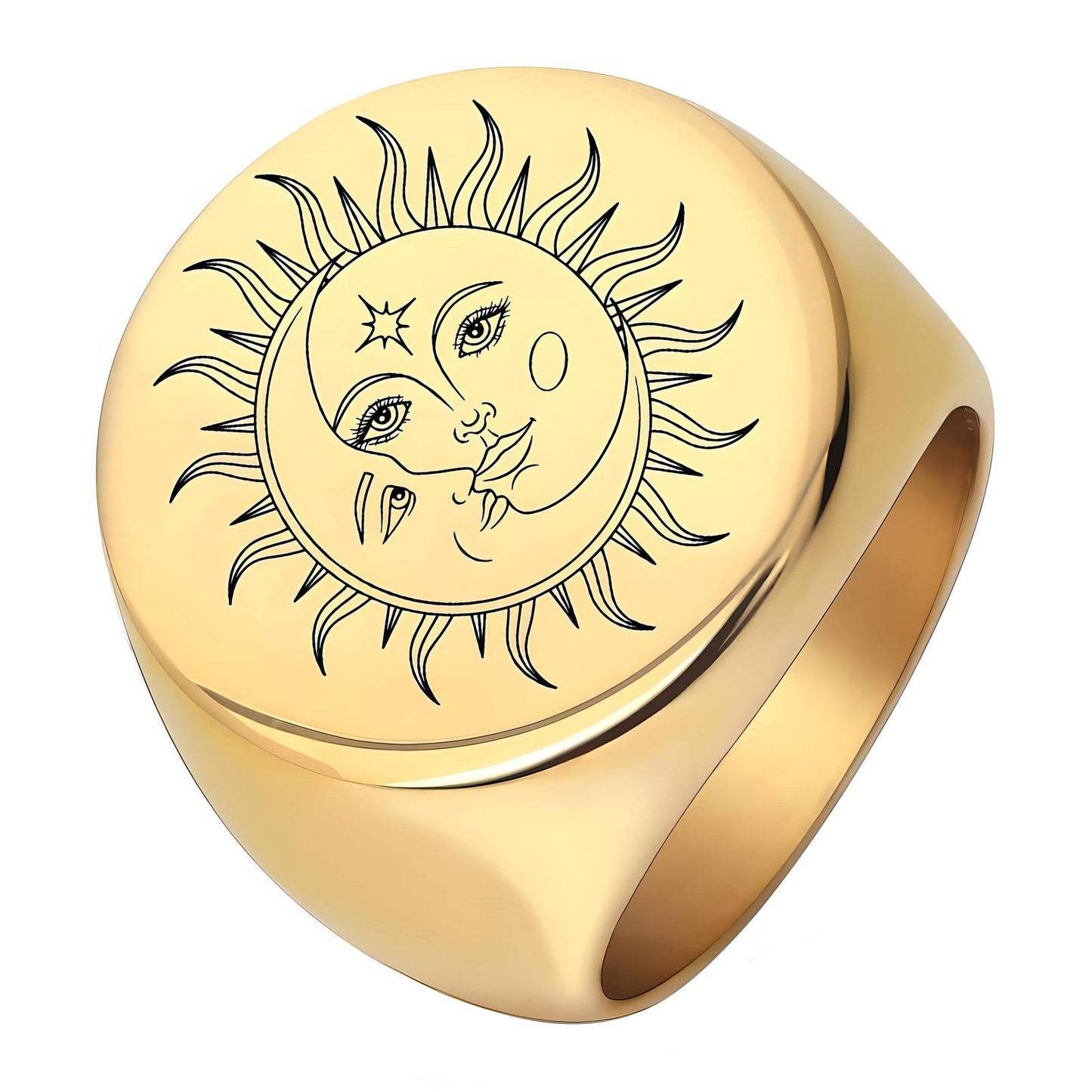 Sun Ring, 18K Gold Plated Steel