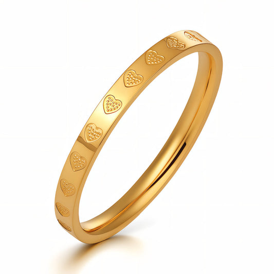 Hearts Ring, 18K Gold Plated Steel