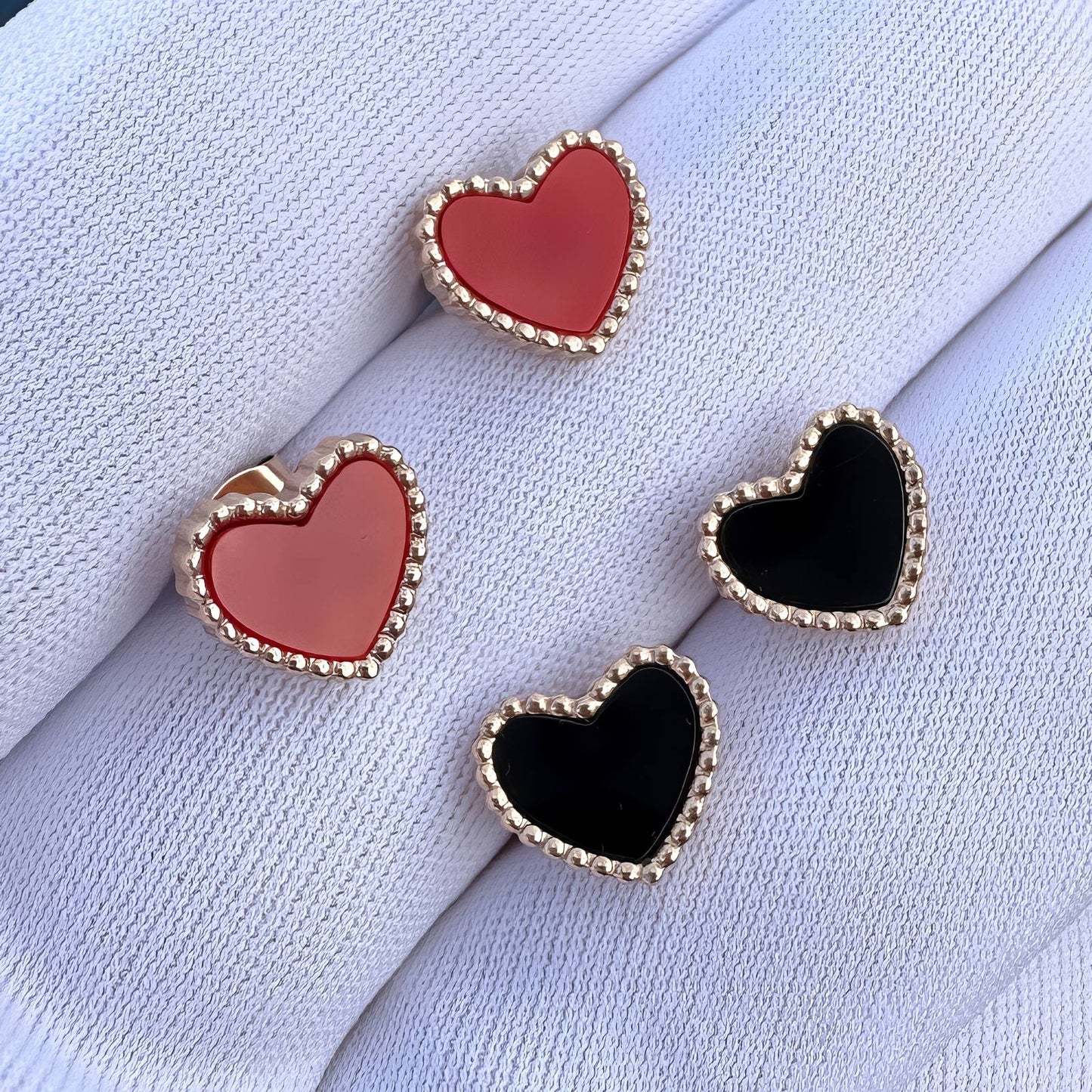 Hearts Earrings, 18K Gold Plated Steel