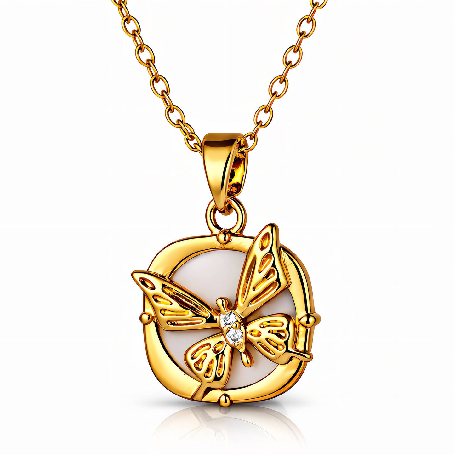 Butterfly Necklace, 18K Gold Plated Steel