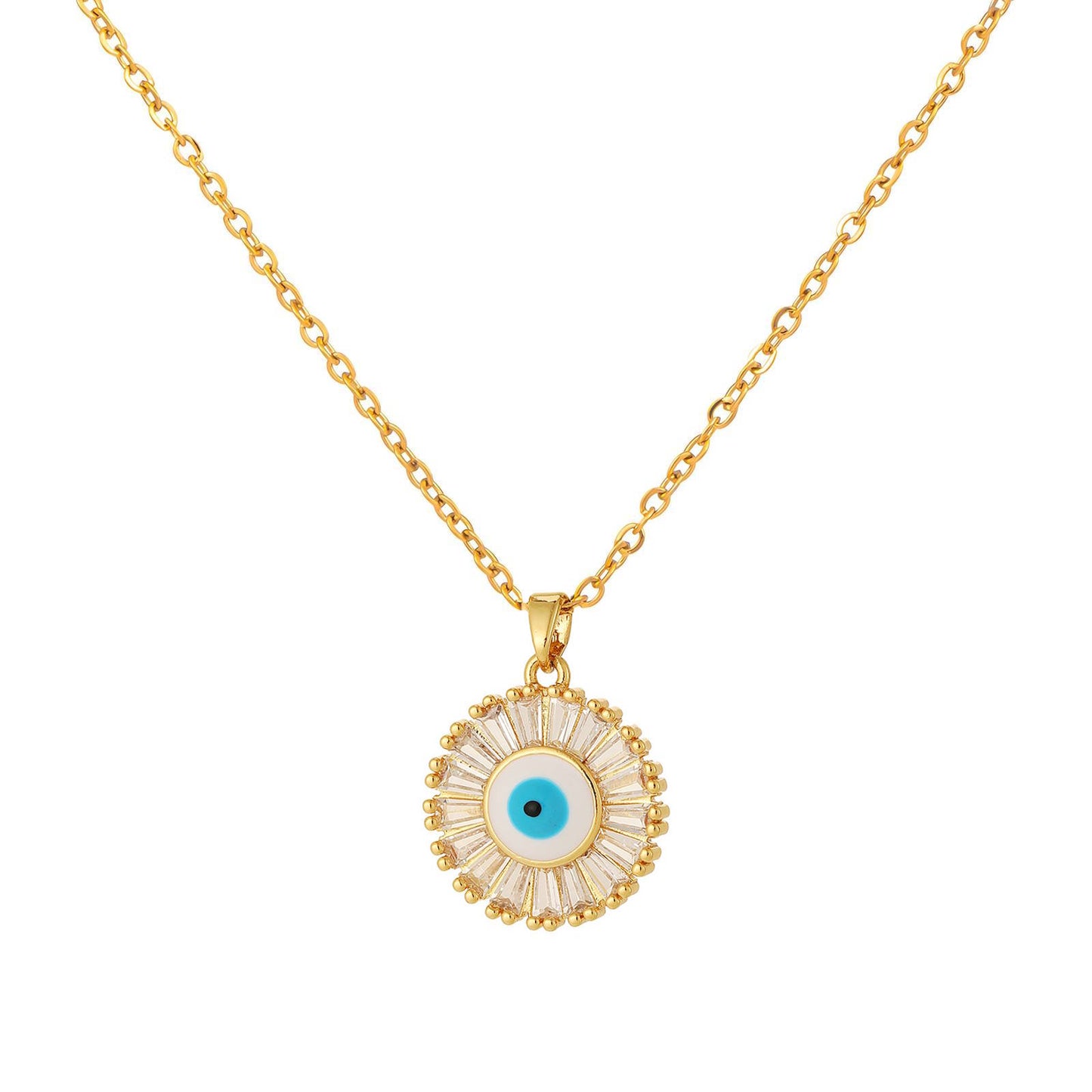 Evil Eye Necklace, 18K Gold Plated Steel