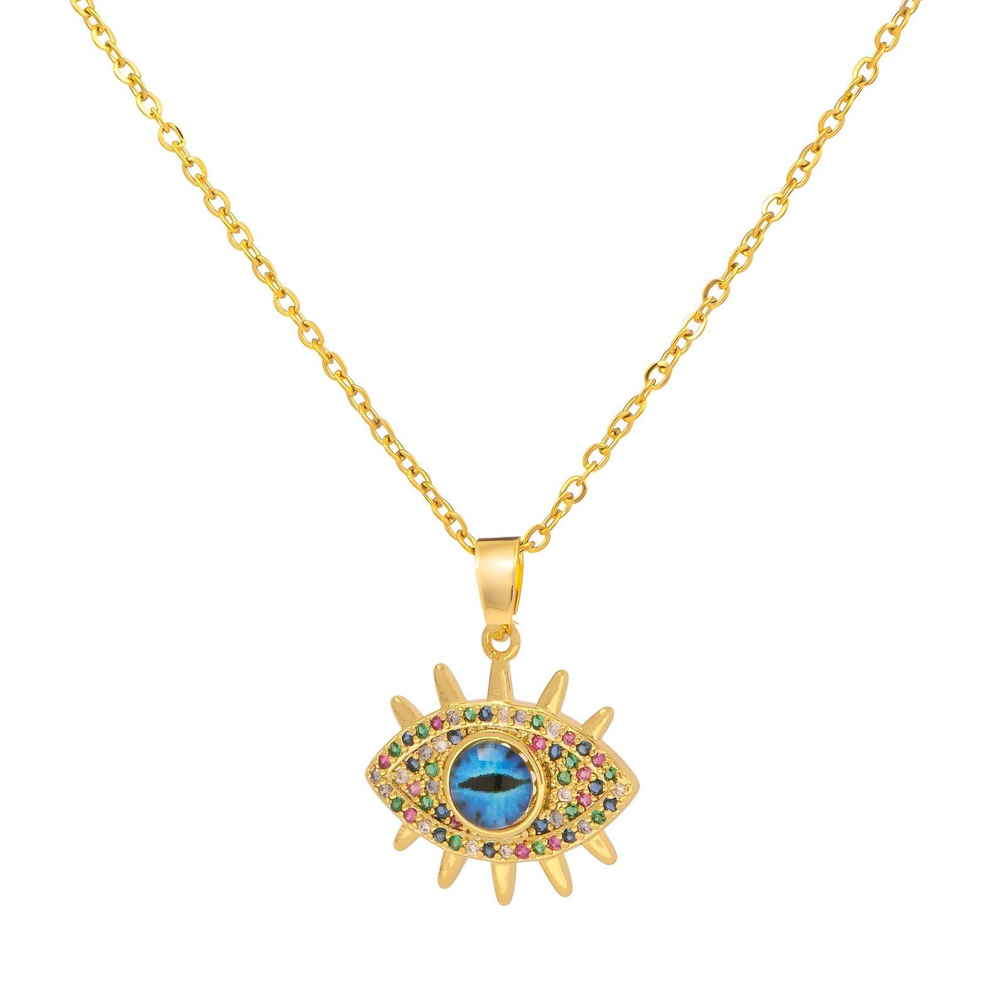 evil eye Necklace, 18K Gold Plated Steel