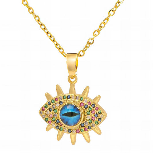 evil eye Necklace, 18K Gold Plated Steel