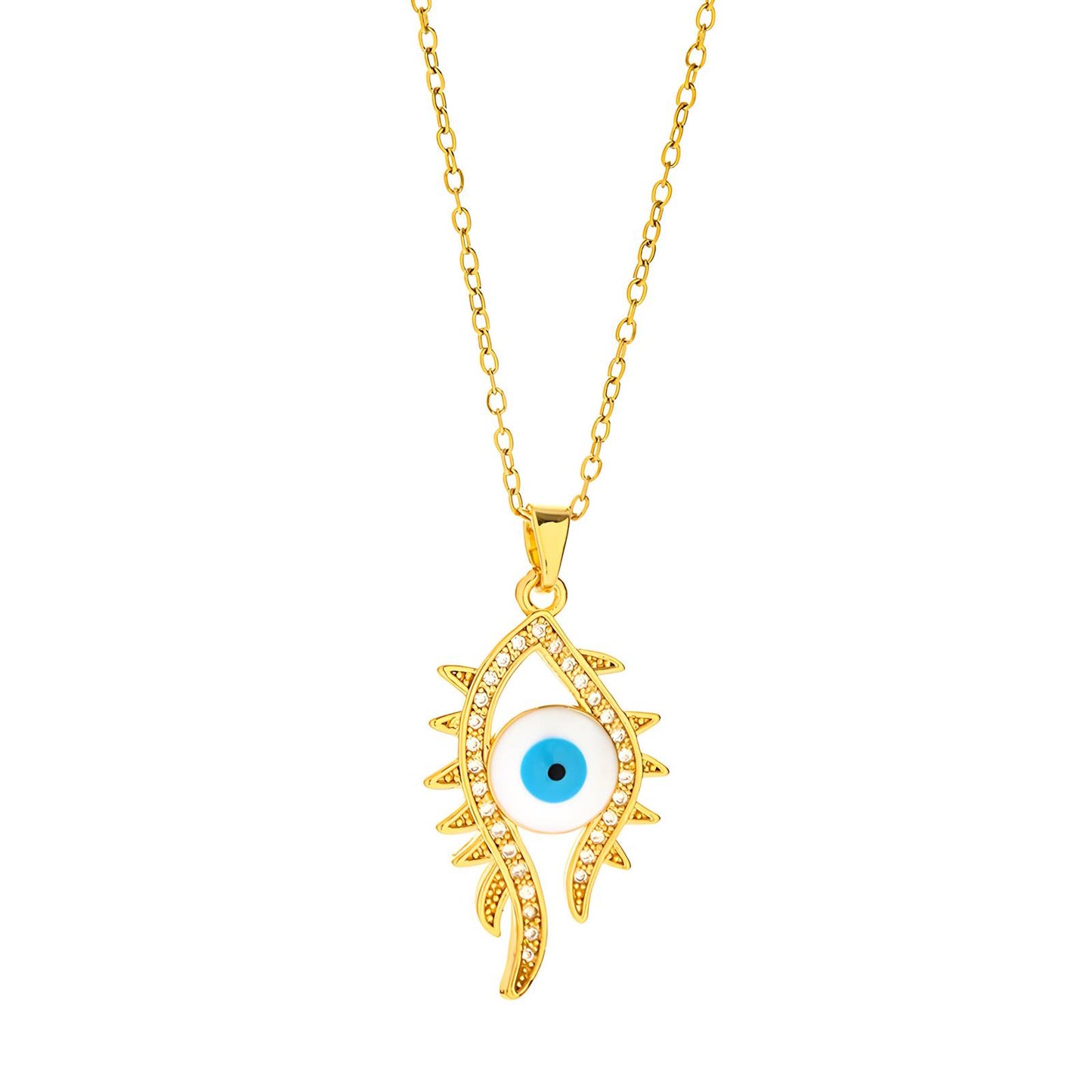 evil eye Necklace, 18K Gold Plated Steel