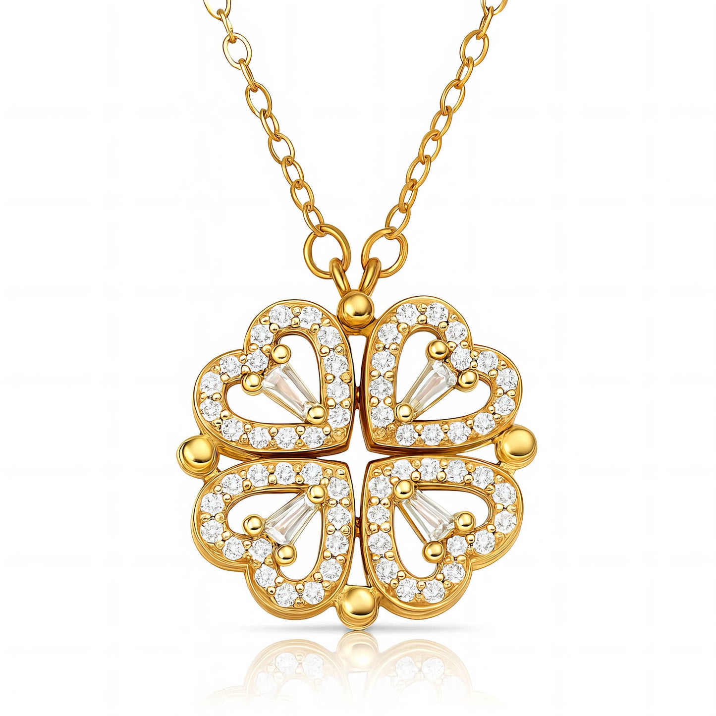 Flower Necklace, 18K Gold Plated Steel