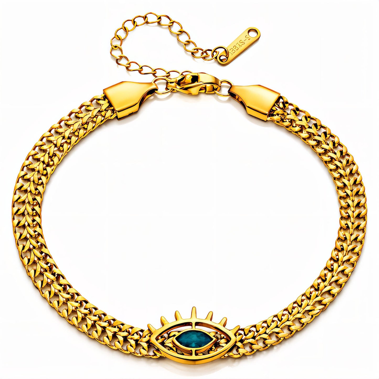 Evil Eye Bracelet, 18K Gold Plated Steel