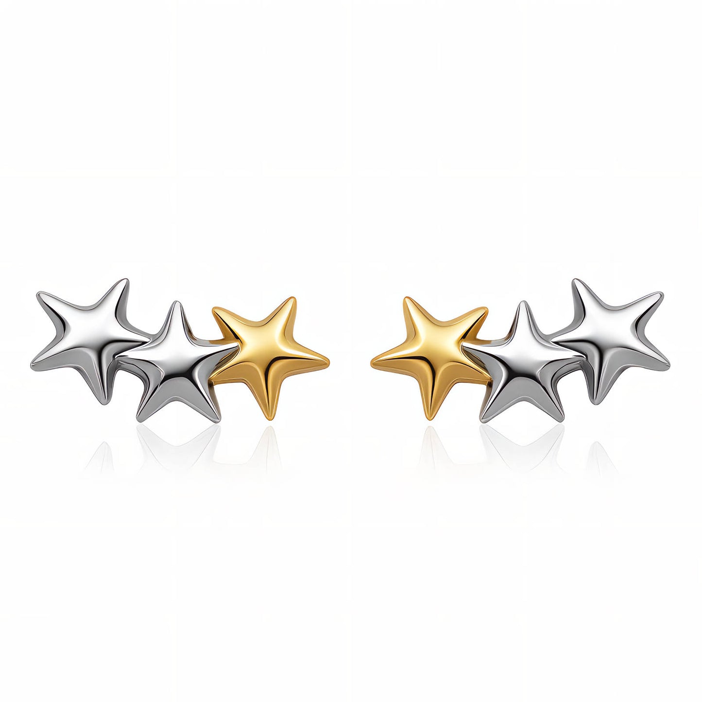 Stars Earrings, 18K Gold Plated Steel