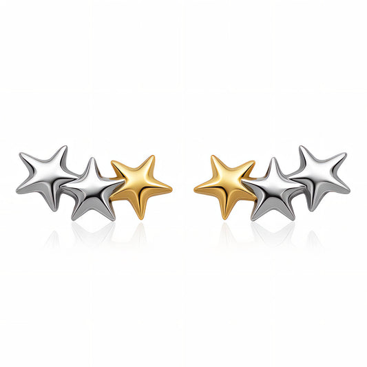 Stars Earrings, 18K Gold Plated Steel
