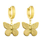 Butterflies Earrings, 18K Gold Plated Steel