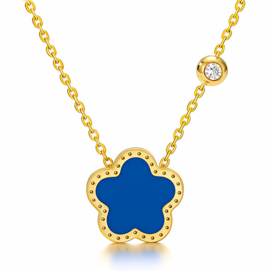 Flower Necklace, 18K Gold Plated Steel