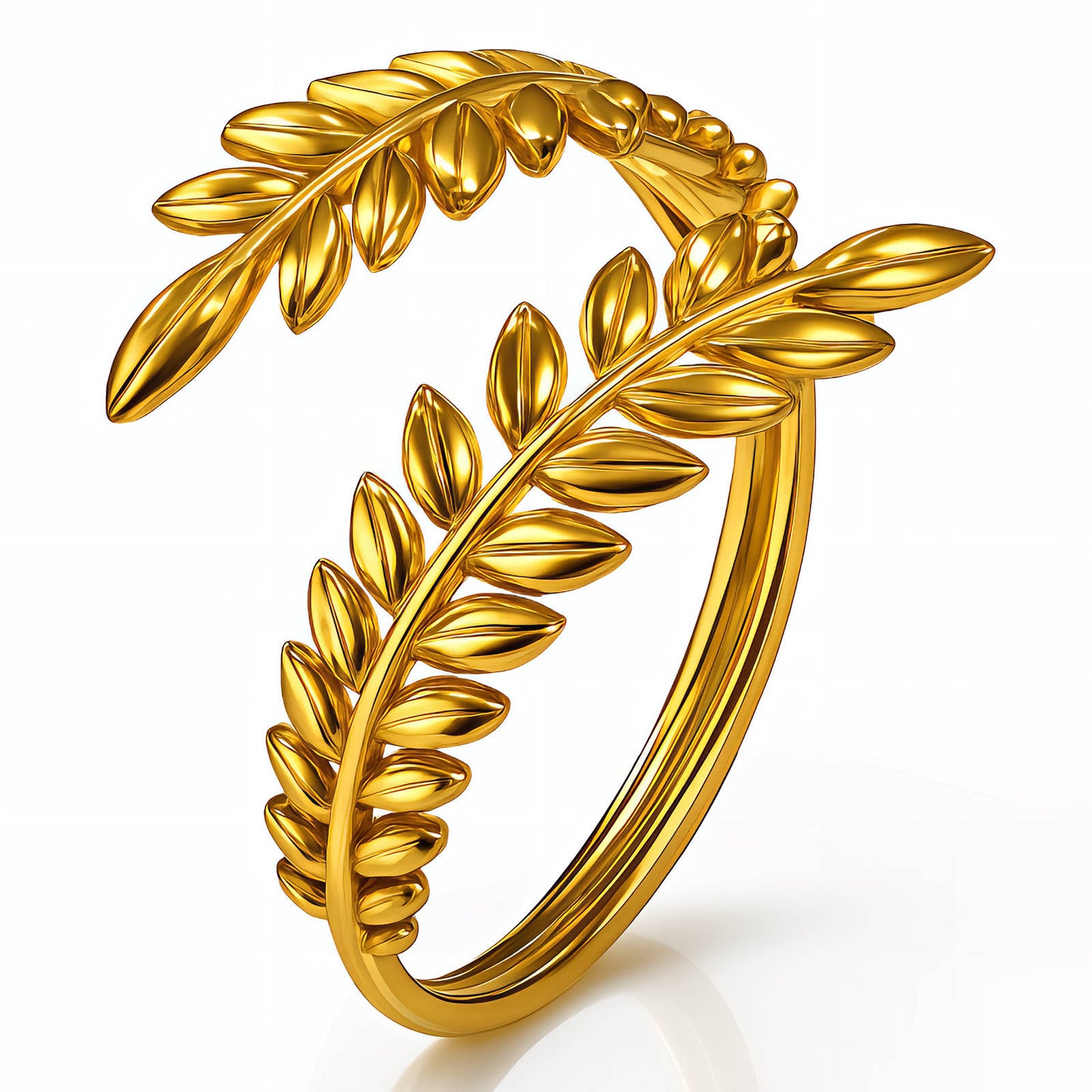 Leafs Ring, 18K Gold Plated Steel