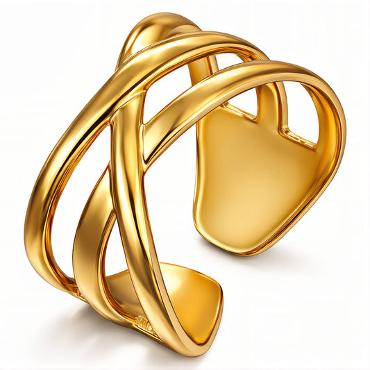 Ring, 18K Gold Plated Steel