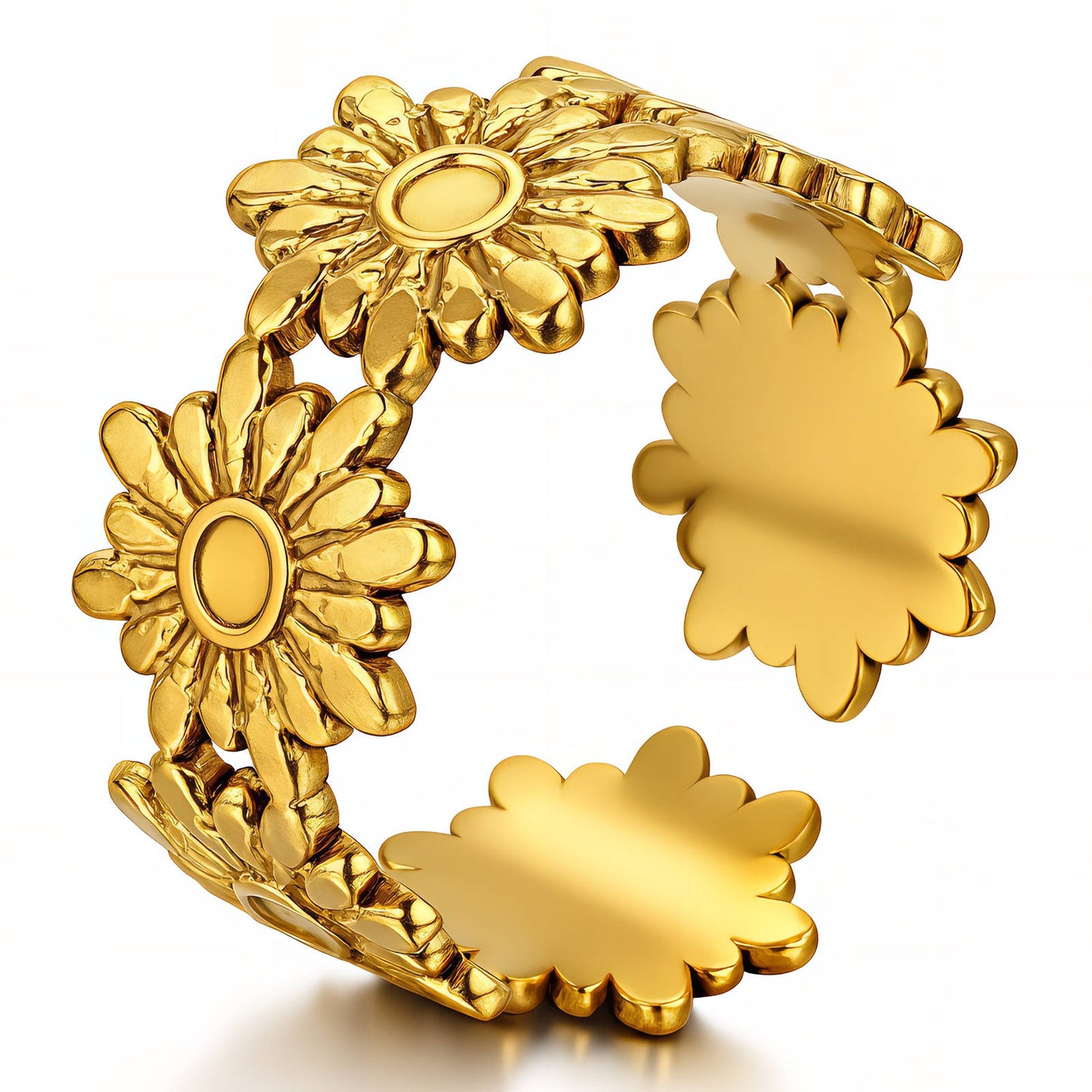 Flowers Ring, 18K Gold Plated Steel