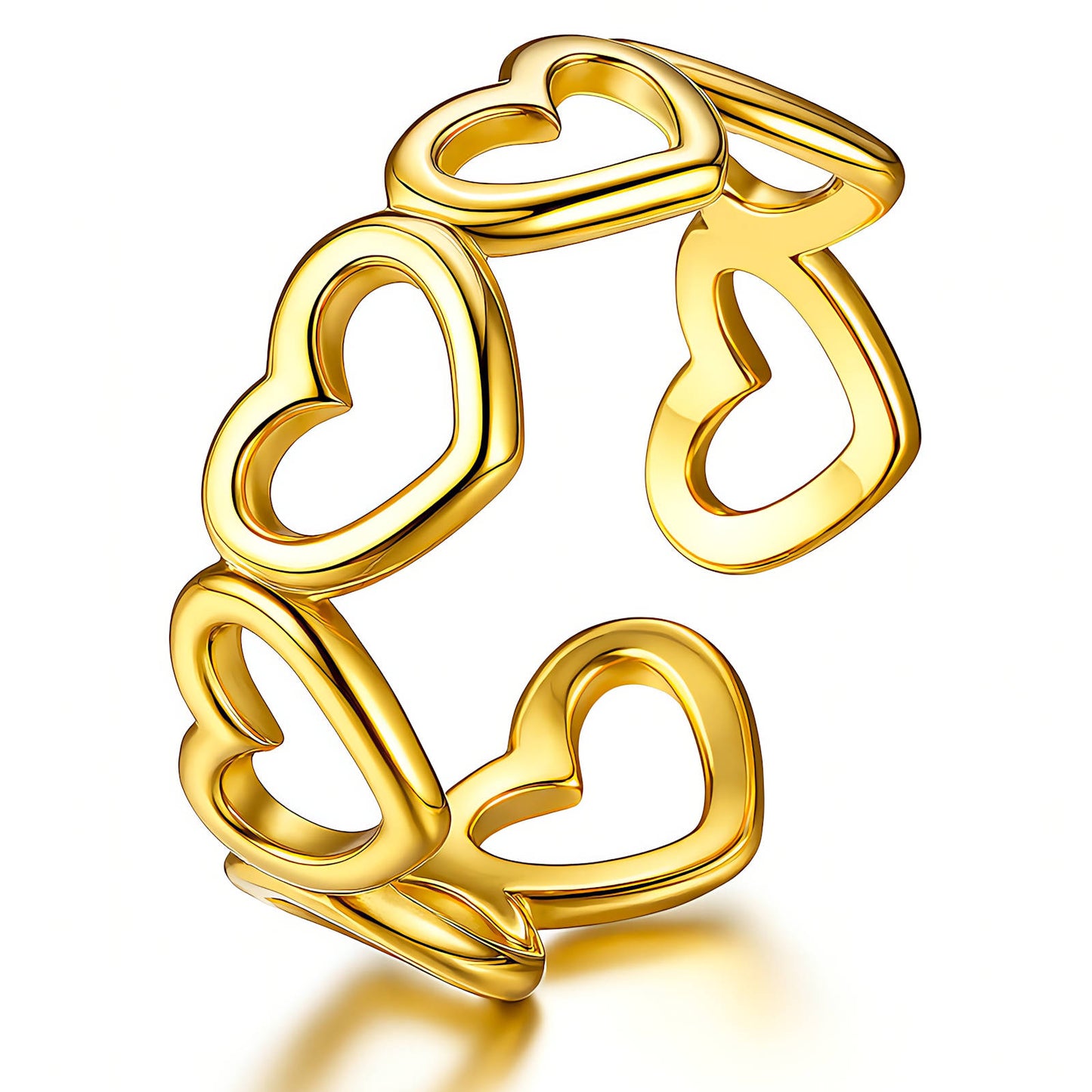 Hearts Ring, 18K Gold Plated Steel