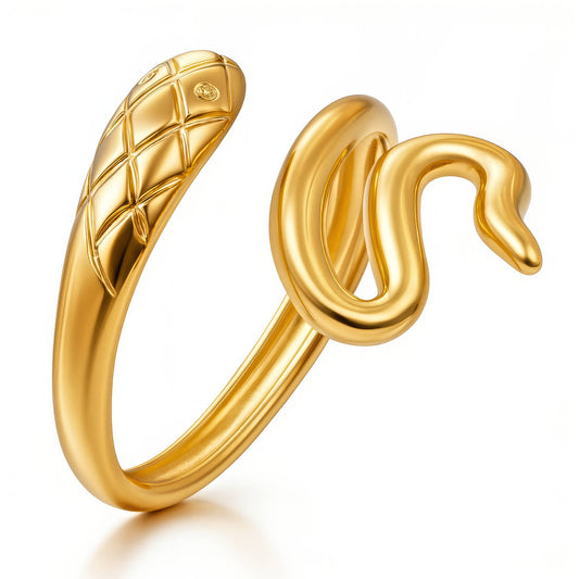 Snake Ring, 18K Gold Plated Steel