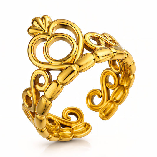 Heart Ring, 18K Gold Plated Steel
