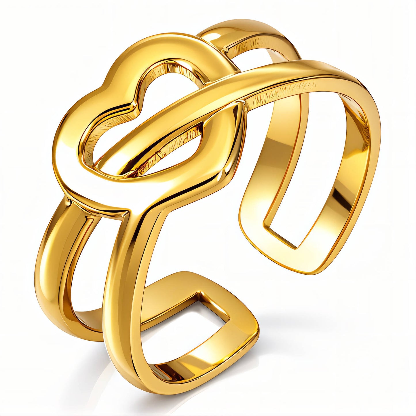 Heart Ring, 18K Gold Plated Steel