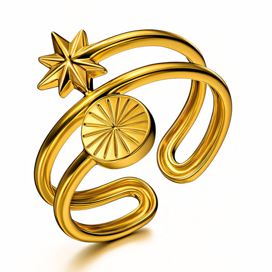 Flowers Ring, 18K Gold Plated Steel