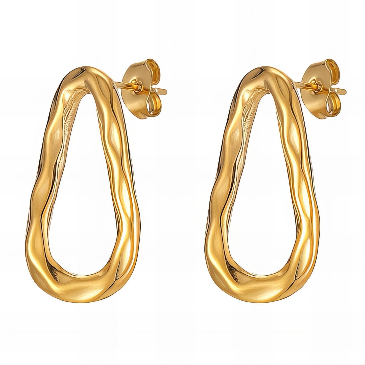 Earrings, 18K Gold Plated Steel