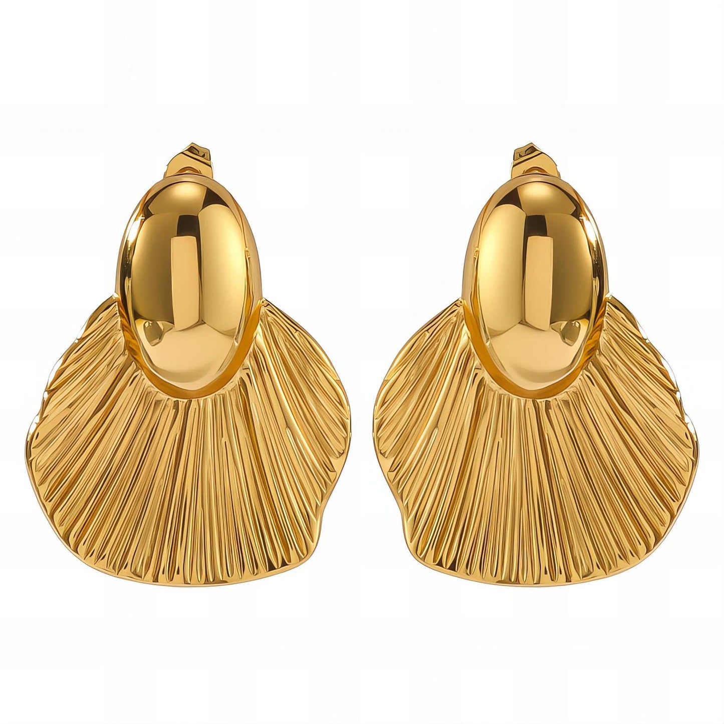 Earrings, 18K Gold Plated Steel