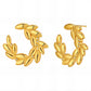 Leaves Earrings, 18K Gold Plated Steel