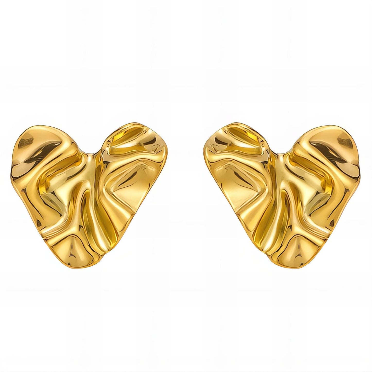 Hearts Earrings, 18K Gold Plated Steel