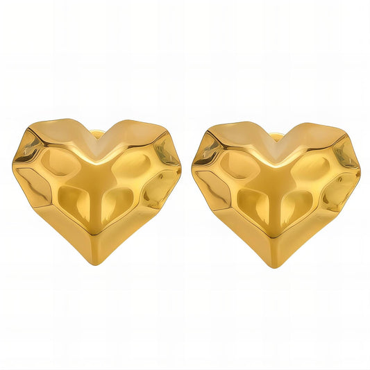 Hearts Earrings, 18K Gold Plated Steel