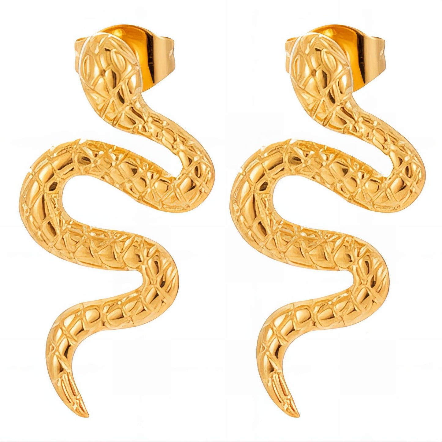 Snakes Earrings, 18K Gold Plated Steel