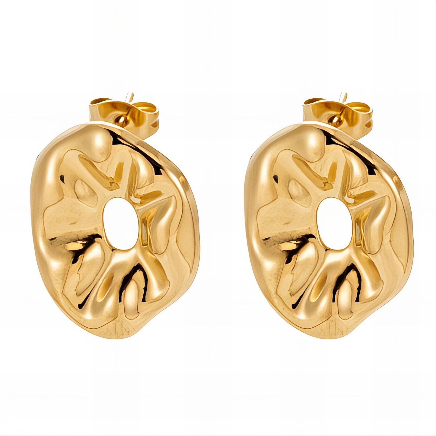 Flowers Earrings, 18K Gold Plated Steel