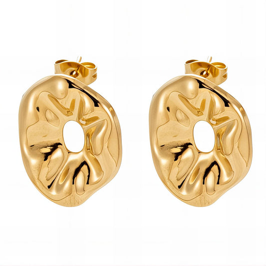 Flowers Earrings, 18K Gold Plated Steel