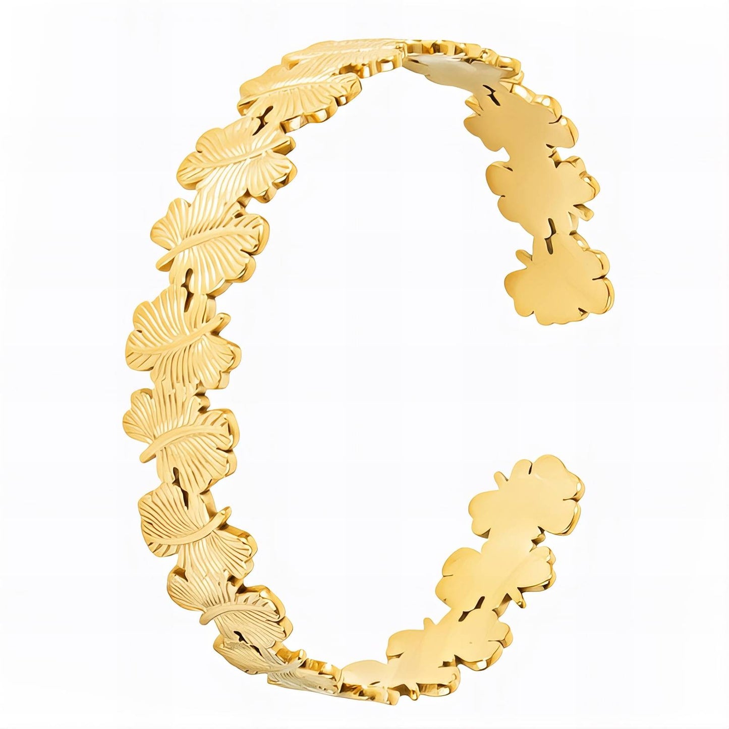 Leaves Bracelet, 18K Gold Plated Steel
