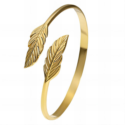 Leaves Bracelet, 18K Gold Plated Steel