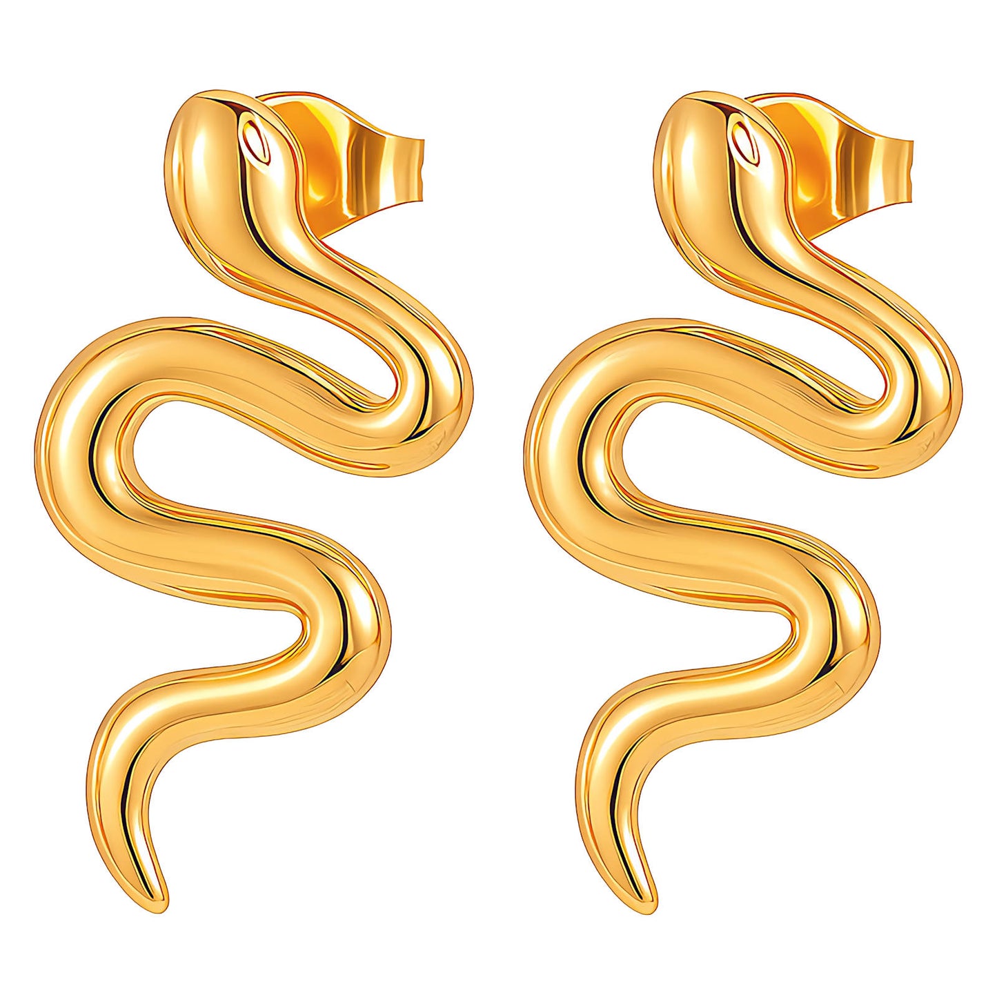 Snakes Earrings, 18K Gold Plated Steel