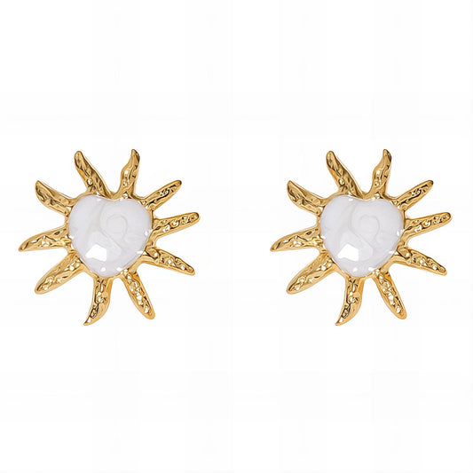 Sun Earrings, 18K Gold Plated Steel