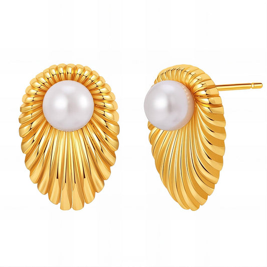 Earrings, 18K Gold Plated Steel