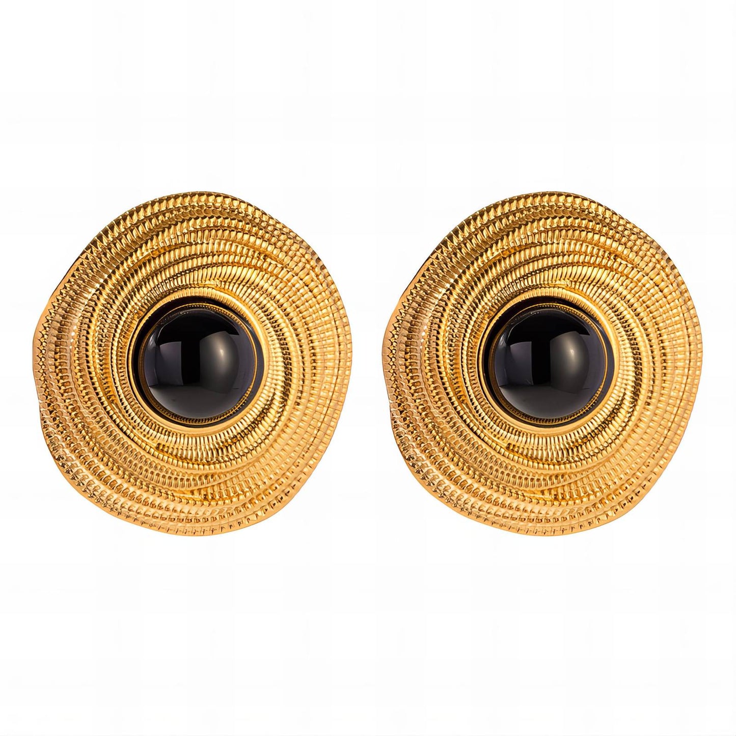 Earrings, 18K Gold Plated Steel