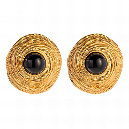 Earrings, 18K Gold Plated Steel