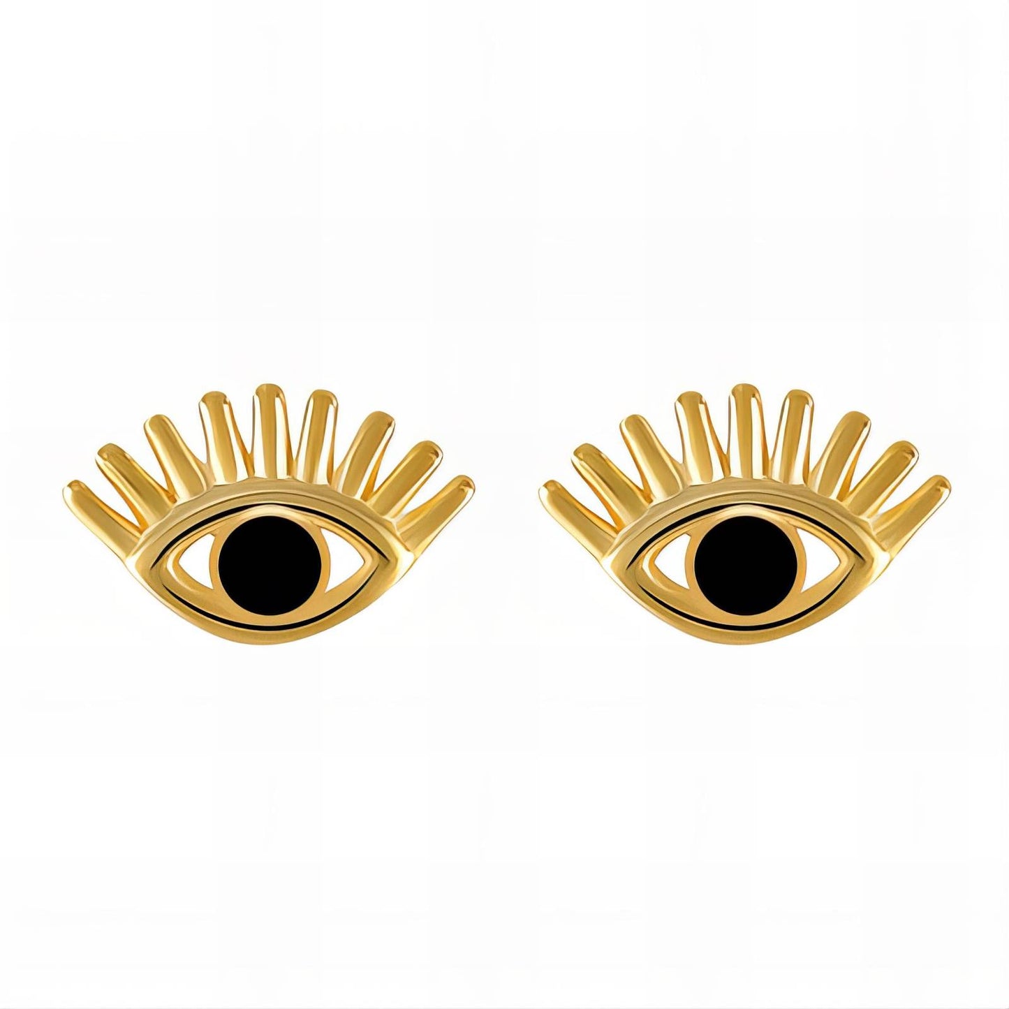 Evil Eyes Earrings, 18K Gold Plated Steel