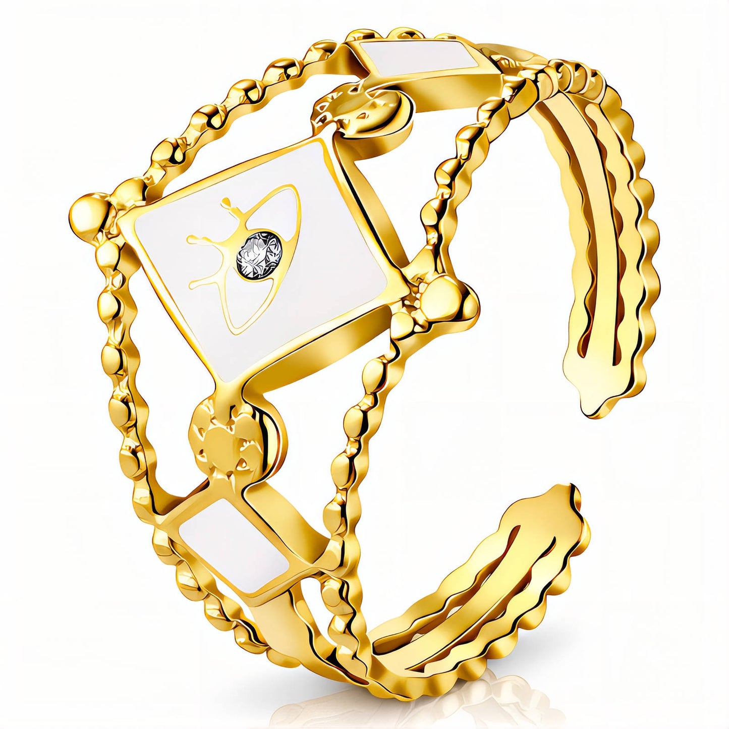 Evil Eye Ring, 18K Gold Plated Steel