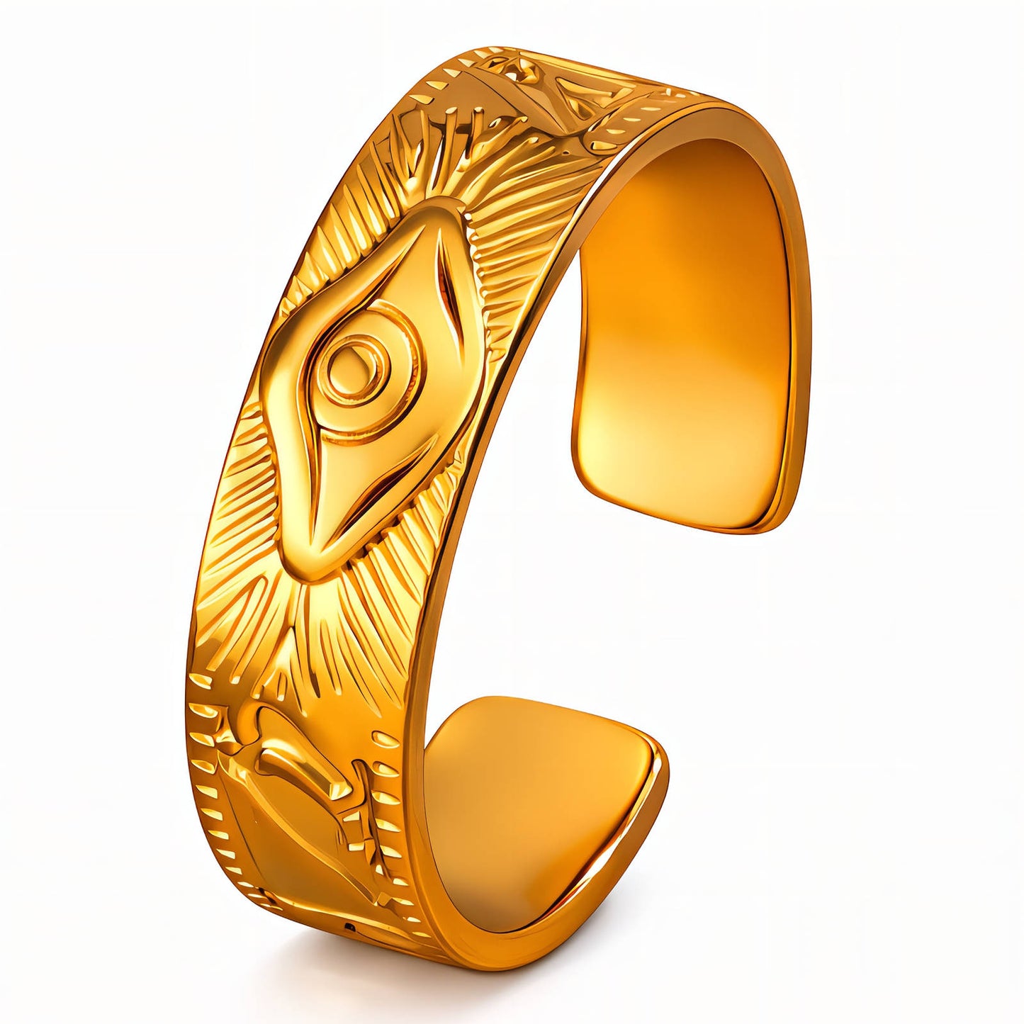 Evil Eye Ring, 18K Gold Plated Steel