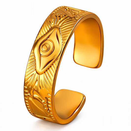 Evil Eye Ring, 18K Gold Plated Steel