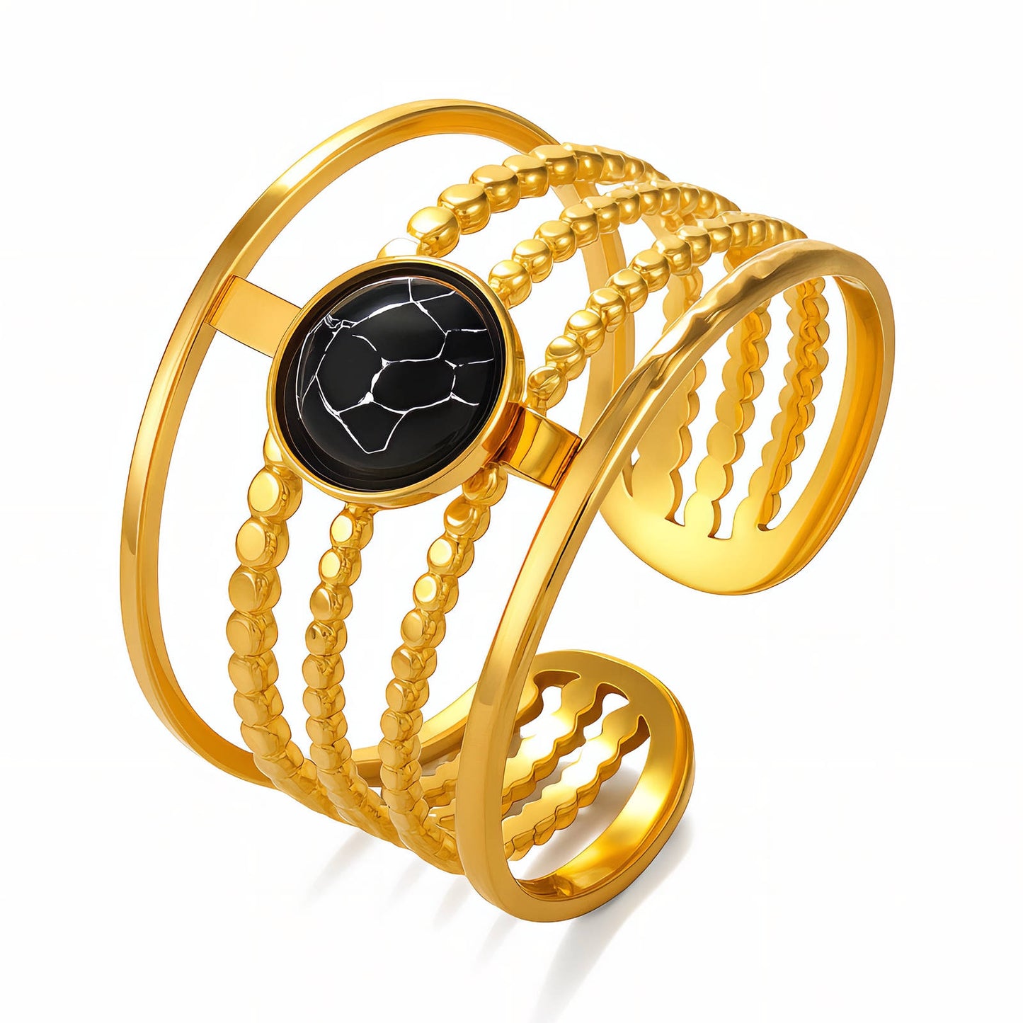 Ring, 18K Gold Plated Steel