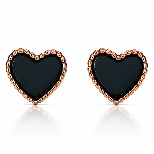 Hearts Earrings, 18K Gold Plated Steel