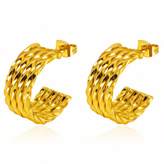Earrings, 18K Gold Plated Steel